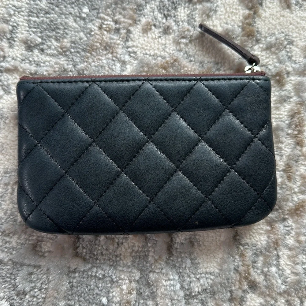 Chanel Black Quilted Lambskin Leather Small Cosmetic Pouch with Silver Hardware - Picture 2 of 7